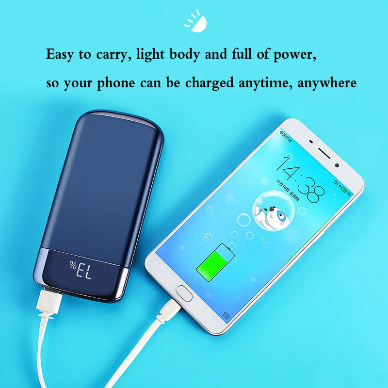 Для Xiaomi iphone XS Note 8 10000mAh Внешняя батарея Pover Bank 2 USB светодиодный внешний аккумулятор портативное зарядное устройство для мобильного телефона