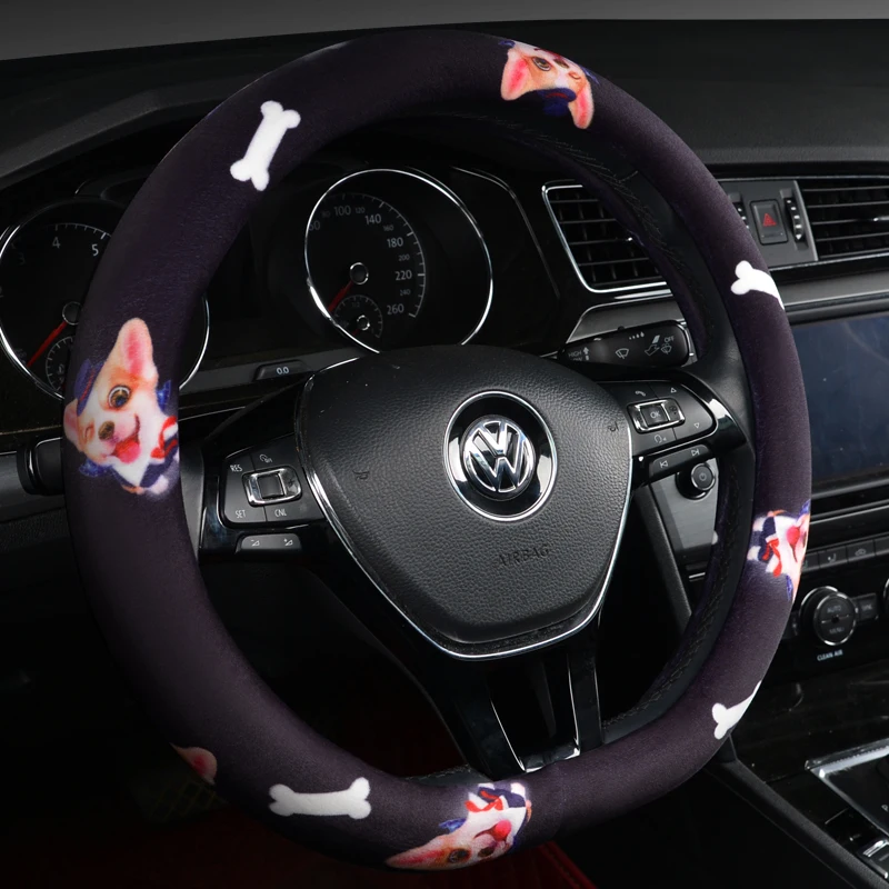 KKYSYELVA D форма рулевого колеса черный авто чехол рулевого колеса автомобиля кожа 38 см крышка колеса аксессуары для интерьера