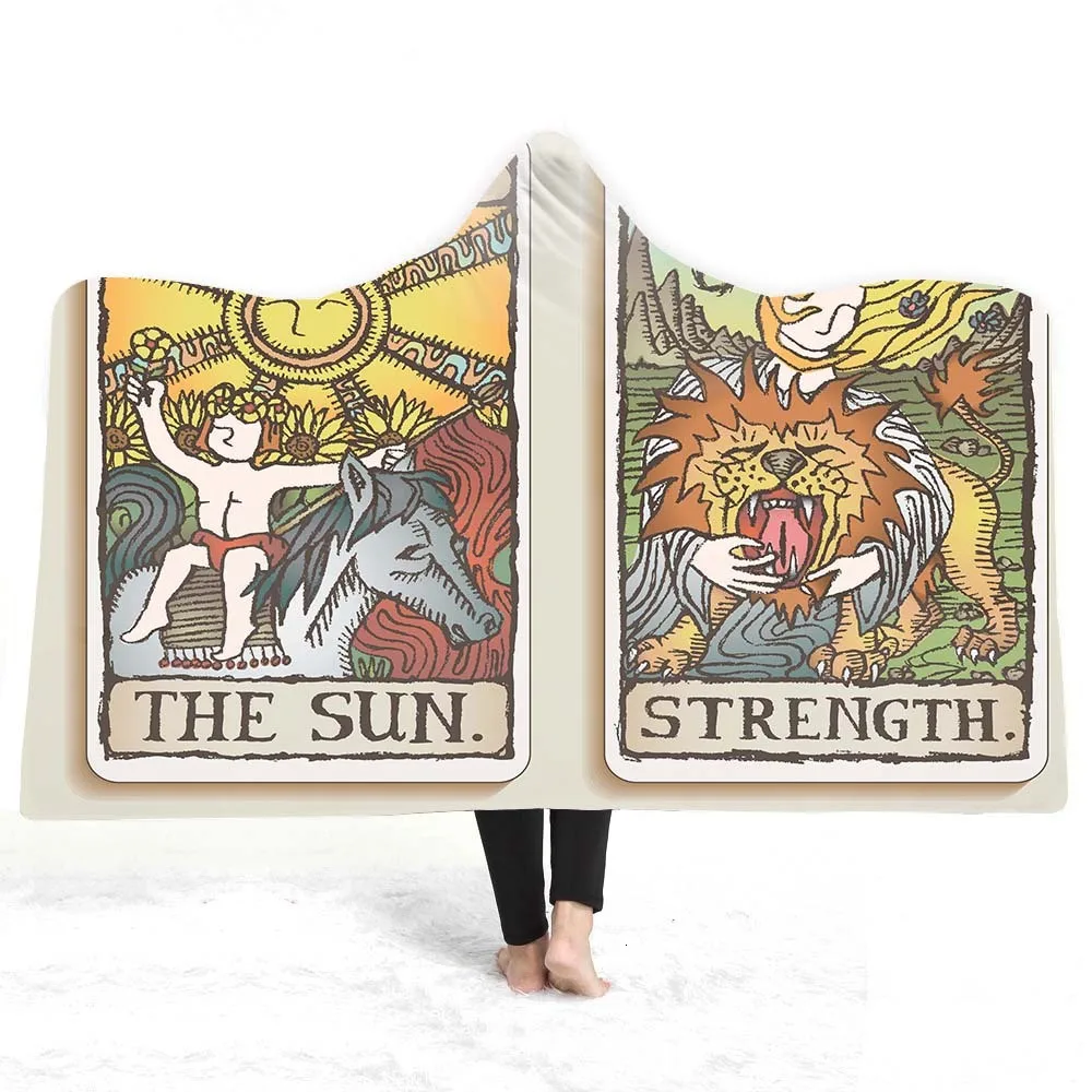 Tarot Divine Series одеяло с капюшоном с рисунком колдовства для взрослых детское Флисовое одеяло носимое одеяло для дивана
