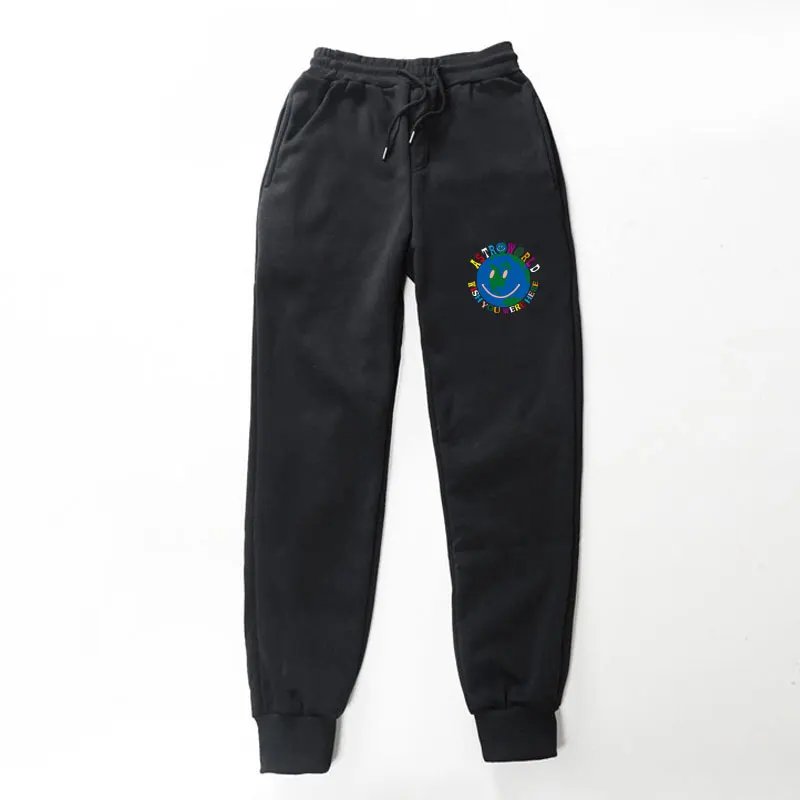 Последние качественные флисовые брюки Трэвиса Скотта ASTROWORLD с буквенным принтом для женщин и мужчин, штаны для бега в стиле хип-хоп, уличная одежда, мужские спортивные штаны - Цвет: black WK69