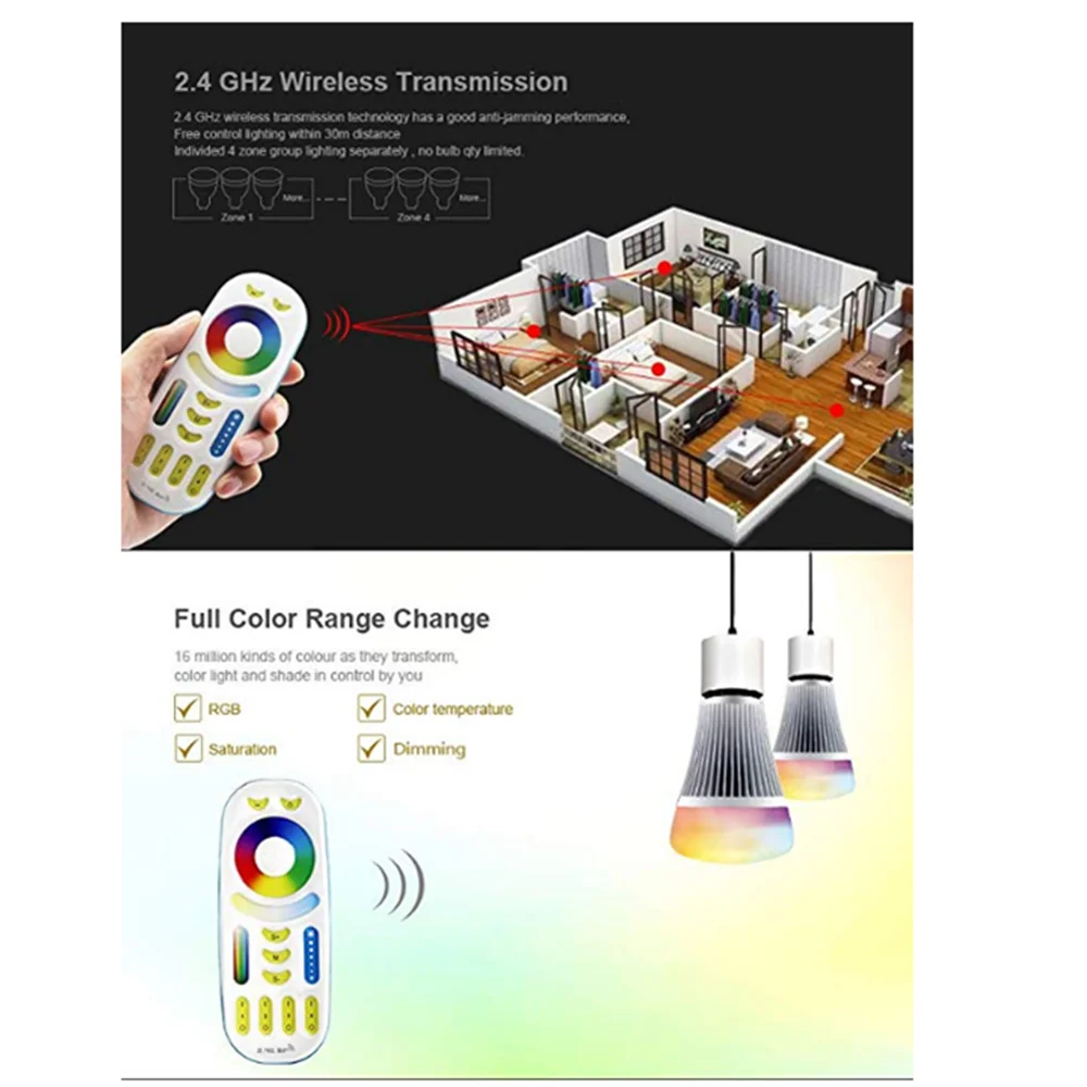 Mi. light FUT092 2,4 Ghz RGBWW 4-zone group control match RF RGB+ пульт удаленного управления, CCT контроллер для Milight led RGB+ CCT лампы серии