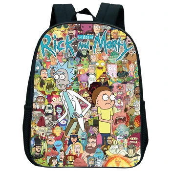 

Kids 12 Inch Cartoon Rick and Morty Kindergarten School Bag Children Anime Mini Backpack Toddler Boy Girl Funny Print Bookbag