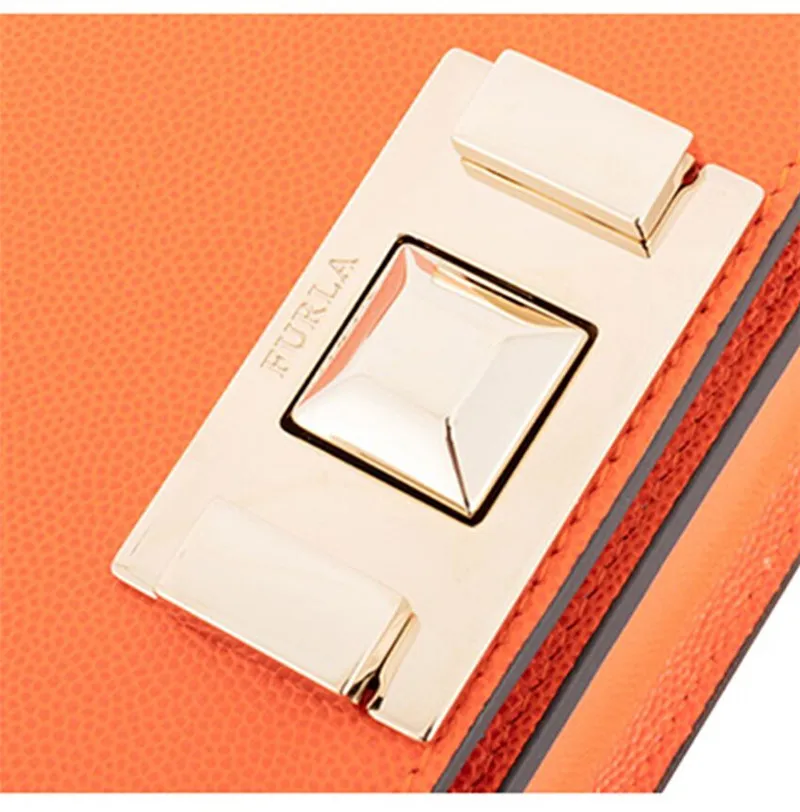 Оригинальные женские сумки FURLA, высококачественные женские меховые кожаные сумки оранжевого цвета, Размер 20 см* 5,5 см* 14 см