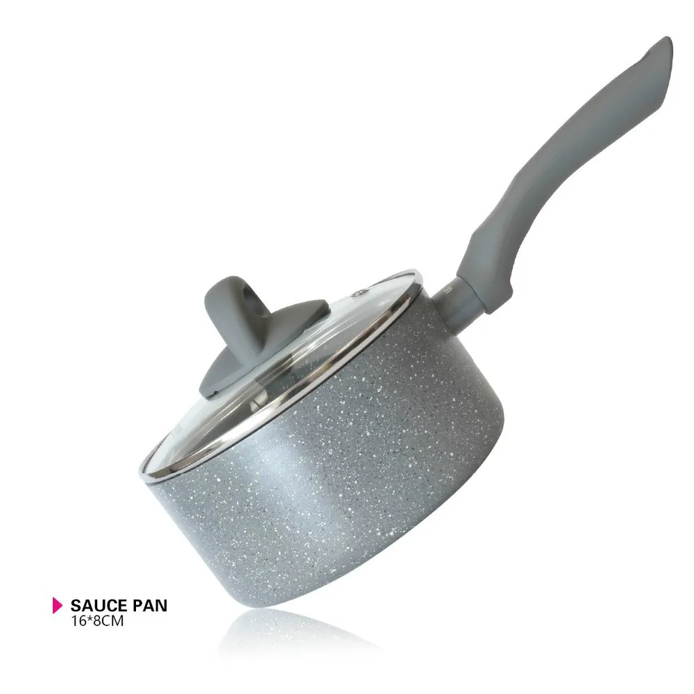 

1.4L sauce pan with glass lid long handle VULCANO series non-stick coating aluminum body