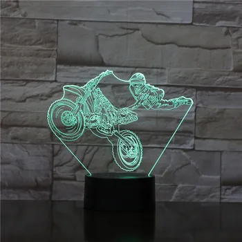 

3D Lamp Motorcyclist Motorcycle Show Battery Powered for Christmas Present for Children Atmosphere Led Night Light Lamp Hologram