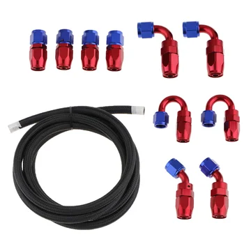 

10Ft Nylon Braided Fuel Line with AN6 Hose End Aluminum Fittings Kit