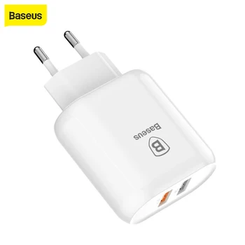 Baseus usb充電器急速充電器 3.0 デュアルアダプタeu携帯電話充電トラベル壁の充電器ipサムスンxiaomi