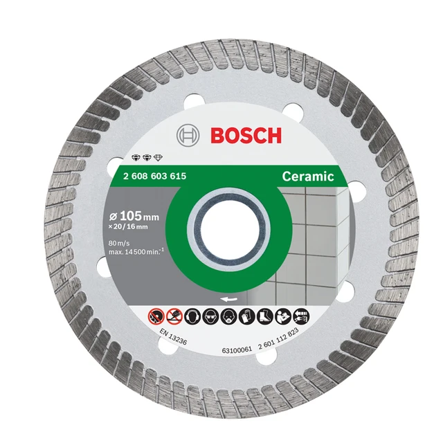 Bosch-disco de diamante de 105mm, hoja de mármol General, Material de mármol, ladrillo vitrificado de hormigón, corte de hoja seca y húmeda, amoladora angular 2
