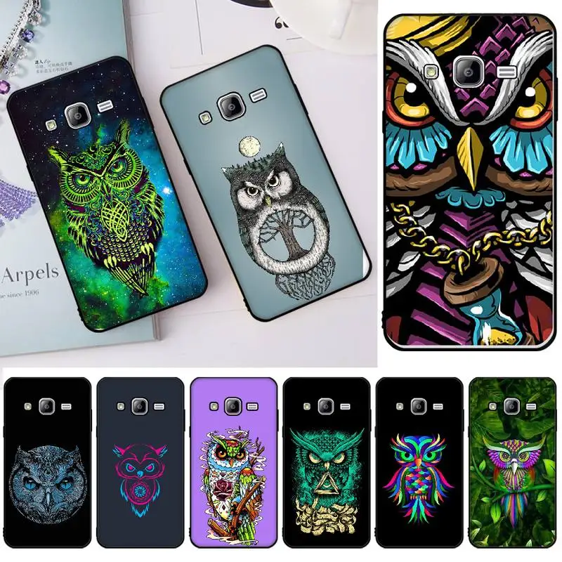 Животное Ночная Сова прекрасное покрытие черный мягкий чехол для телефона Samsung J2