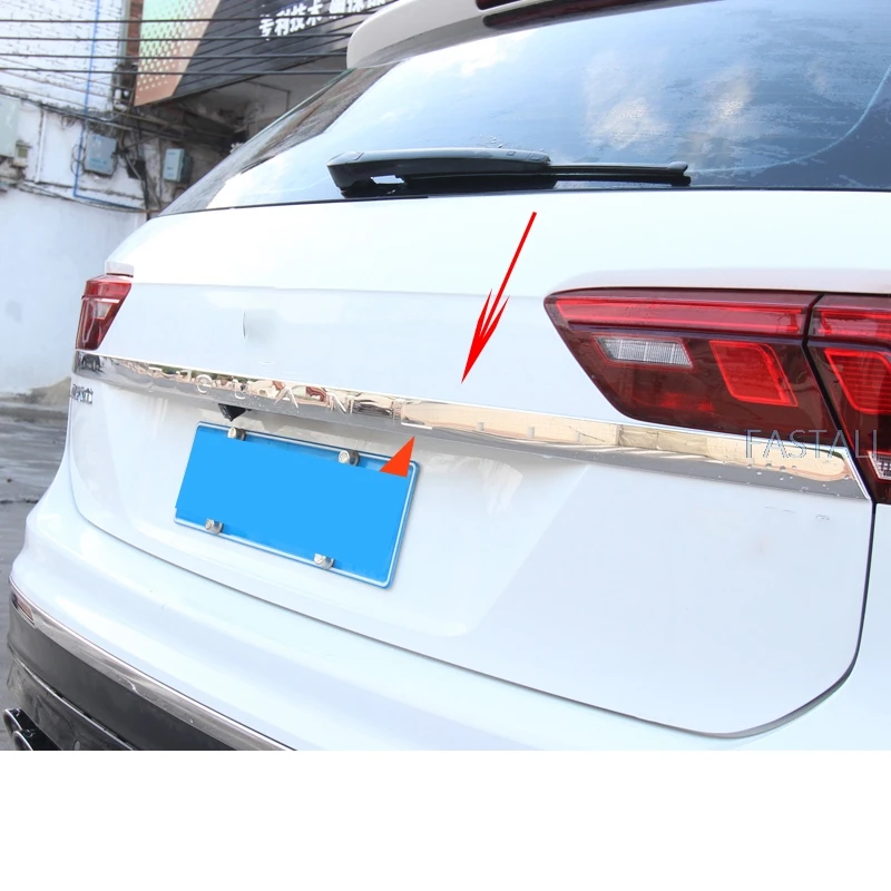 Для Tiguan второго поколения- накладка на заднюю крышку багажника Накладка наклейка для укладки наружные части автомобиля внешние аксессуары