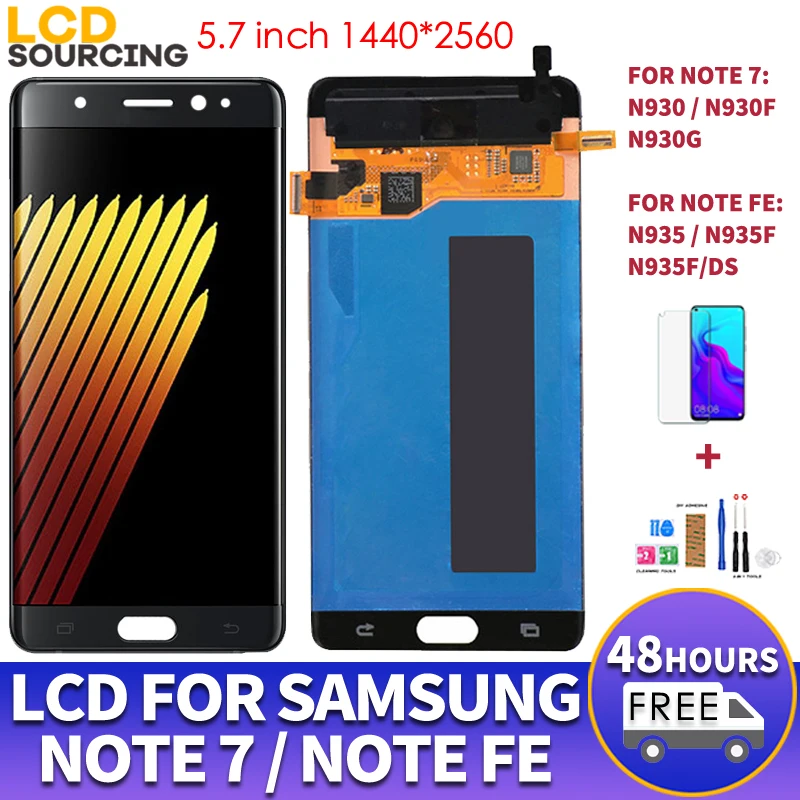 5.7&quot AMOLED For Samsung Note FE LCD display N935F N935F/DS touch screen digitizer Assembly 7 N930F Replace | Мобильные телефоны