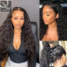 Aliexpress - QINGSI Hair 13×4 Highlight Wig Lace Front Human Hair Wigs Transparent Lace Wigs Pre-Plucked Curly Human Hair Wig 180% Density