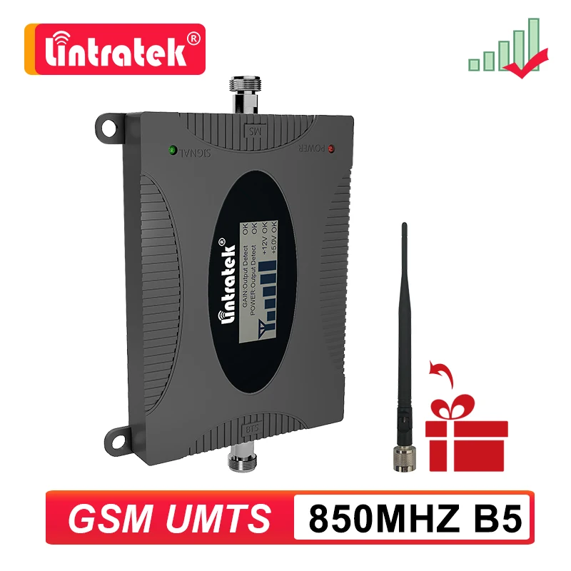 Lintratek 2G 3G GSM CDMA 휴대 전화 리피터 850 MHZ 모바일 신호 증폭기 셀룰러 부스터 B5 850 MHZ ..