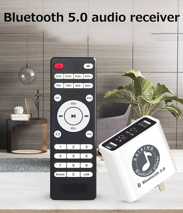 Bluetooth 5,0 приемник Музыка Аудио адаптер Музыка для караоке аудио ТВ усилитель компьютер к беспроводной с пультом дистанционного управления приема