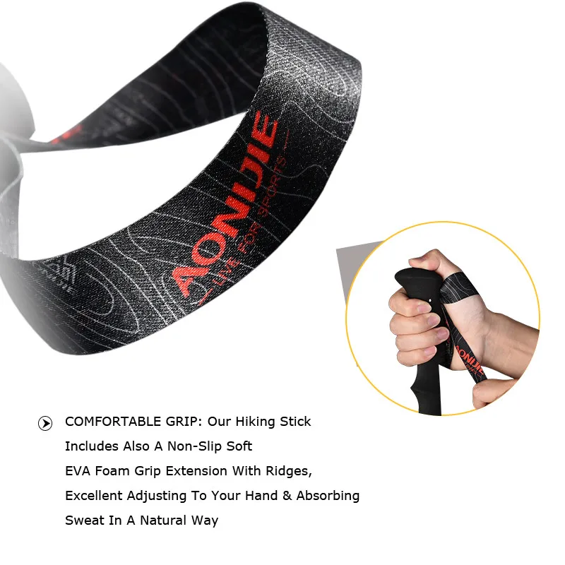 Fibra de Carbono Aonijie Dobrável Bengalas Anti-choque Trekking Caminhadas Pólos Bloqueio Rápido Nordic Bengala 2 Pçs 7 High Quality Esporte e Lazer
