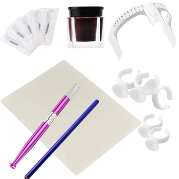 

1pcs Microblading Eyebrow Tattoo Pen + Needle +Paste Skin +Ruler + Ring Cups + Eyebrow Pen for Beginners Body Art