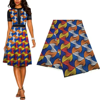 

polyester african ankara wax print fabric quality 6yards nigerian real wax fabric for wedding party dress diy sewing materials