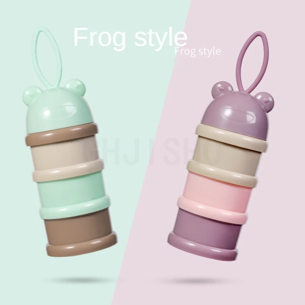 3 Layers Frog Style Portable Baby Food Storage Box Essential Cereal Cartoon Infant Milk Powder Toddle Snacks Container for Food