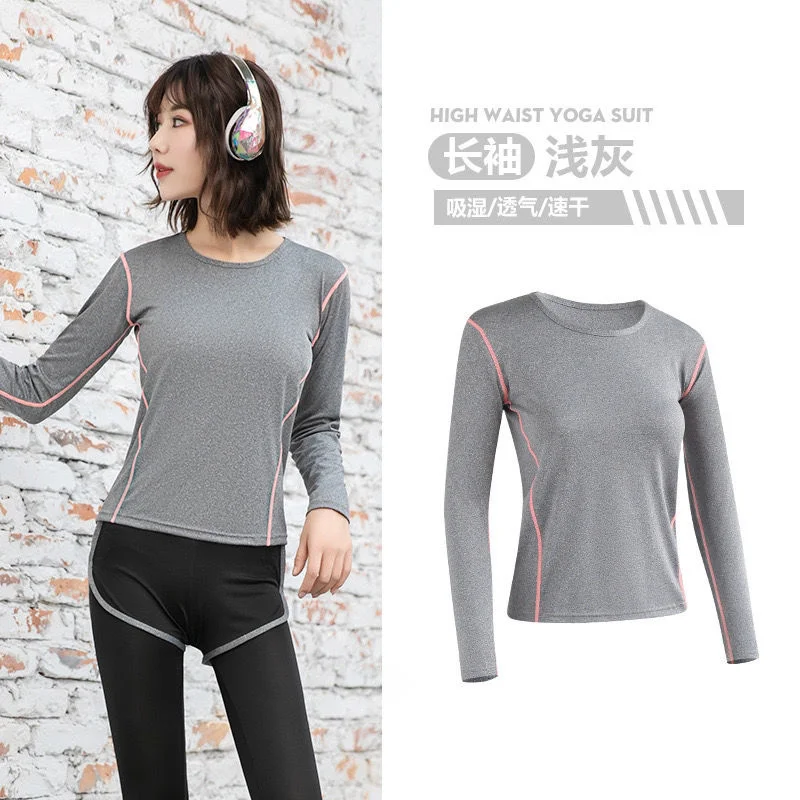 

Yoga Crop Top Running Top Long Sleeve Yoga Clothes Sportswear Neck Clothes Top Deportivo Mujer Camisetas