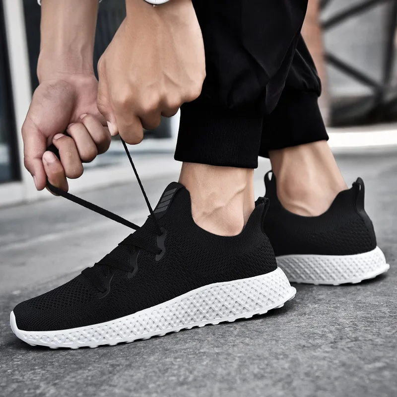 

2019 Spring And Autumn Men Fly Woven Casual Shoes Extra Large Plus-sized Widened Foot Fat Feet Wide Instep High Sports Running S