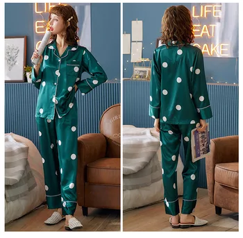 

Women's Pajamas Set for Spring and Autumn Long Sleeves Ad Trousers Loose Style Sweet Home Suit Pajama Sets Women