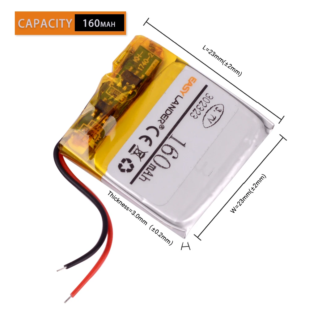 302323 3 7 V 160mAh литий полимерный ионный аккумулятор для MP3 MP4 DVR GPS Bluetooth наушники JPRBT3030