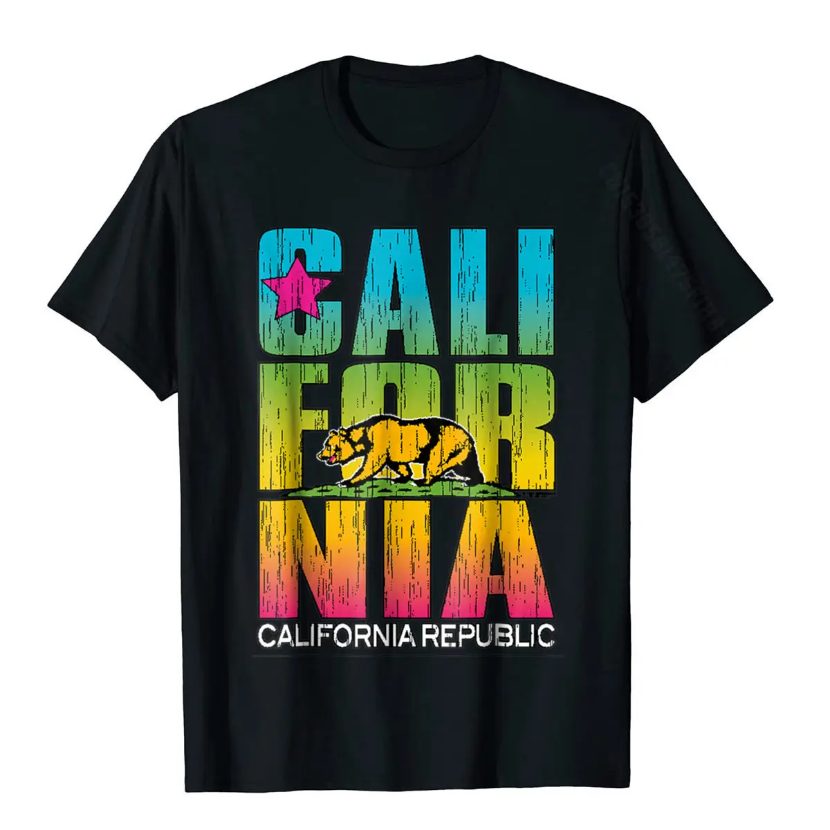Design Wholesale Young T Shirt Crew Neck Short Sleeve 100% Cotton Tops T Shirt Party Tops Shirts Top Quality Ca ifornia Repub ic T-shirt Ca i ife Tee Bear Ca i F ag__100 black