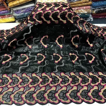 

(5yards/pc) high quality black color African bazin riche lace fabric with very beautiful hollow out pattern for party BZX055