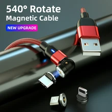 540° Rotate Magnetic USB Cable Fast Charging Type C Mobile Phone Cord Magnet Charger Data Charge IOS Lightning Cable Cables 2M