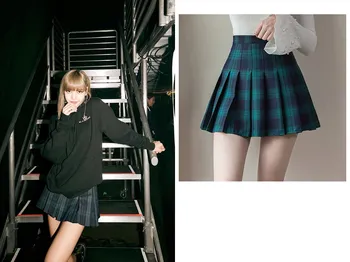 

kpop Blackpink LISA same korean College style pleated skirts womens student summer streetwear female sweet high waist mini skirt