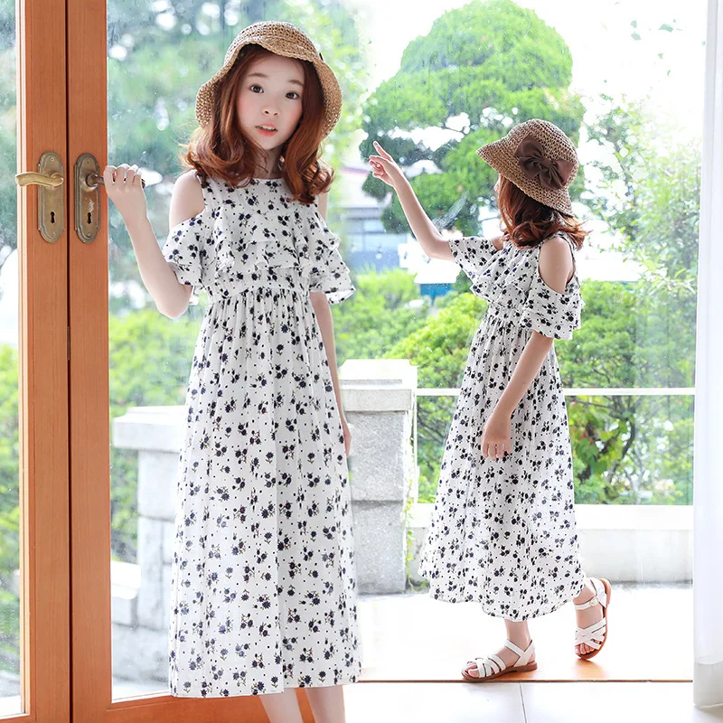 

Summer Wear New Products Korean-style Childrenswear Girls Bohemian off-Shoulder Big Boy Beach Skirt Holiday Parent And Child Lon