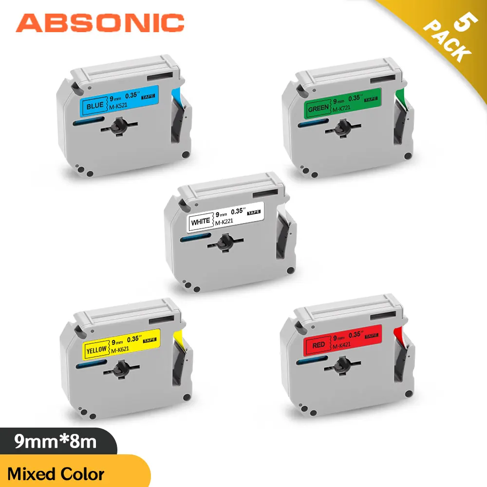 Absonic смешанный набор 9 мм MK221 для Brother M K221 K421 K521 K621 K721 м клейкие Ленты Совместимость