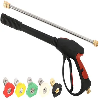 

High Pressure Washer Gun Power Spray Gun 4000 PSI 19 Inch Extension Replacement Wand Lance 5 Quick Connect Spray Nozzles Tips