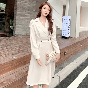 

Autumn Winter French Style Office Lady Notched Double Breasted Long Sleeve Women Blazers And Jackets Work Wear Business Clothes