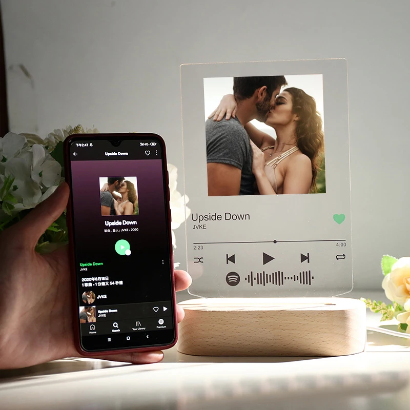 Customized 3D Photo Night Light Spotify Code 3 colours Desk Music Lamp Decor Valentine's Day Lover Gift Stepless Dimming | Лампы и