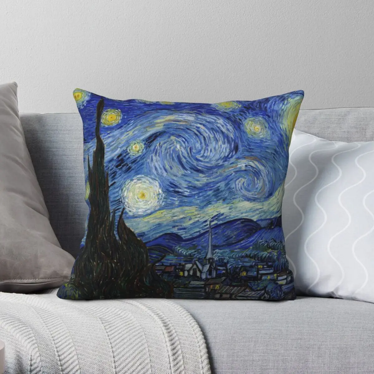 

Starry Night Vincent Van Gogh Square Pillowcase Polyester Linen Velvet Pattern Zip Decorative Pillow Case Home Cushion Cover