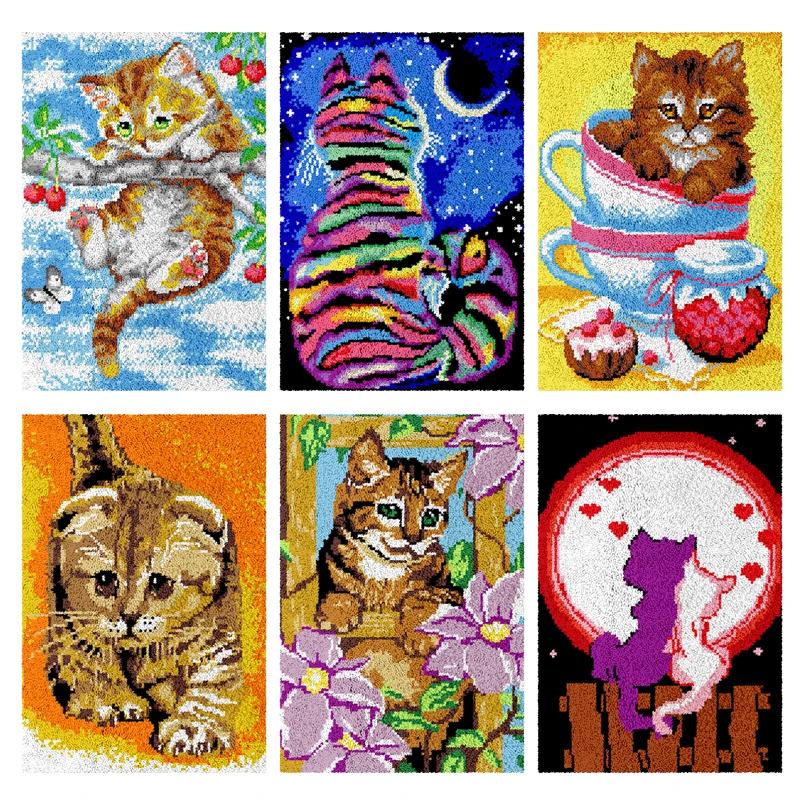 Animals Tapestry Carpet embroidery Cat Tiger horse Pre-Printed