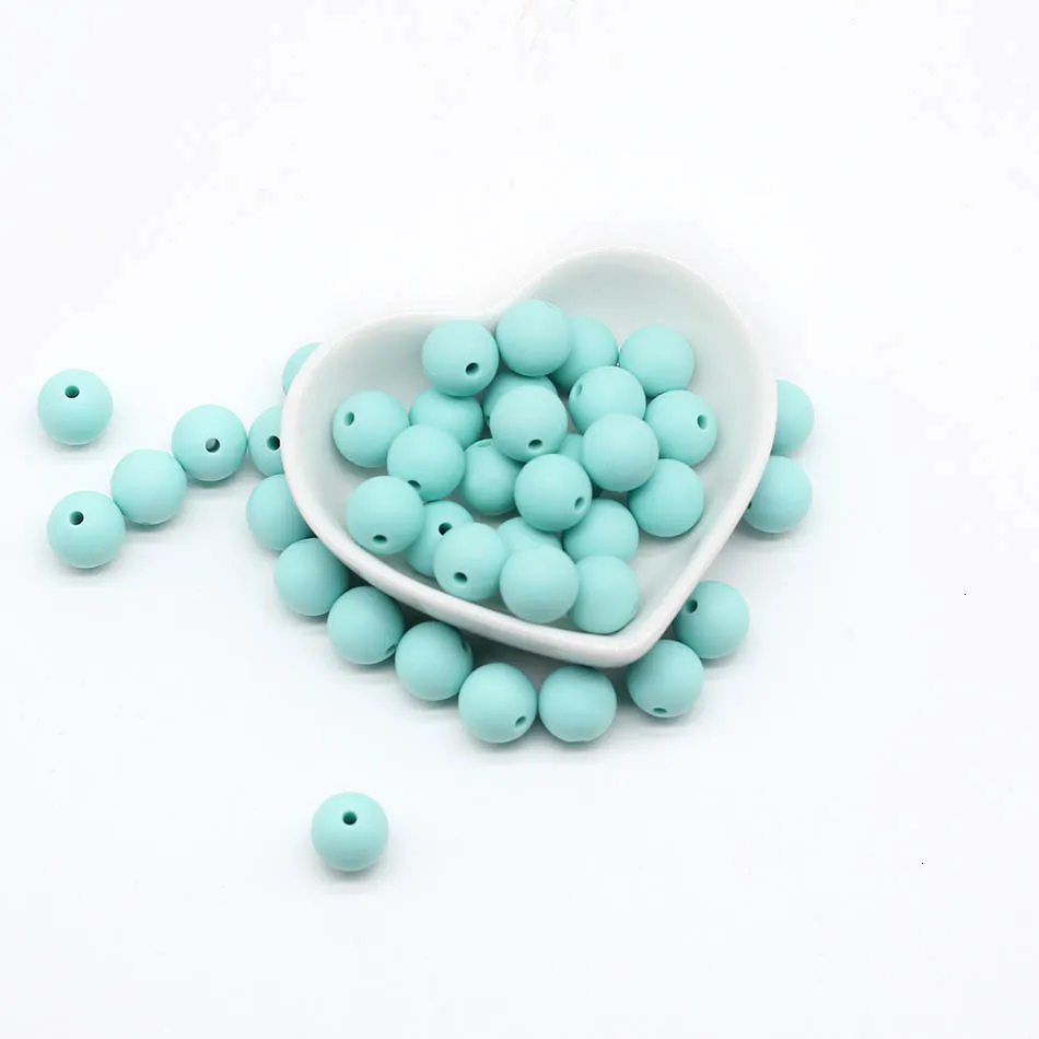 20 шт./15 мм Силиконовые Круглые бусины мама DIY кулон соска цепи аксессуары Прорезыватель для зубов из пищевого силикона детские жевательные игрушки для кормления