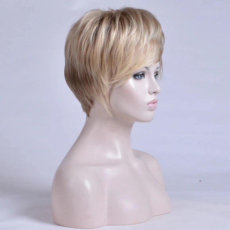 MSIWIGS Pixie Cut с бликами для женщин пушистые короткие прямые синтетические волосы парик 1" с челкой