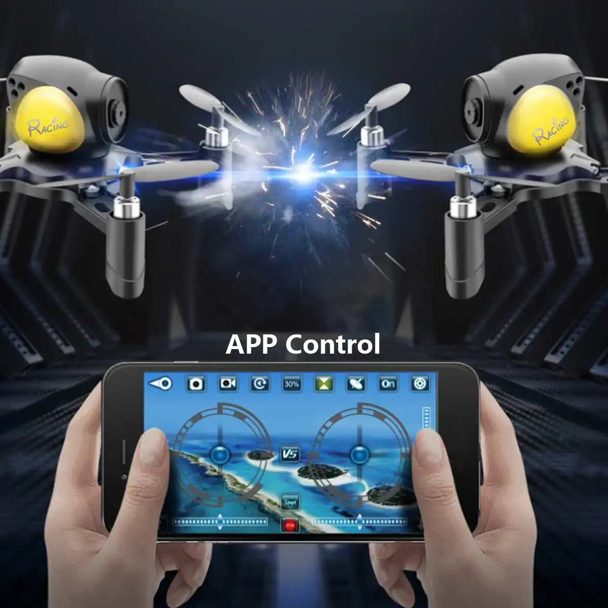 

Hot DIY Drone WIFI FPV 2MP Camera Altitude Hold One Key Return RC Battle Quadcopter Black with Yellow Stable Flight Lightweight