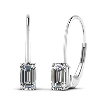 

Huitan Simple Rectangle Zircon Stone with Oval Loop Drop Earring Partysu Style Women Earrings Suitable for All Occasions New