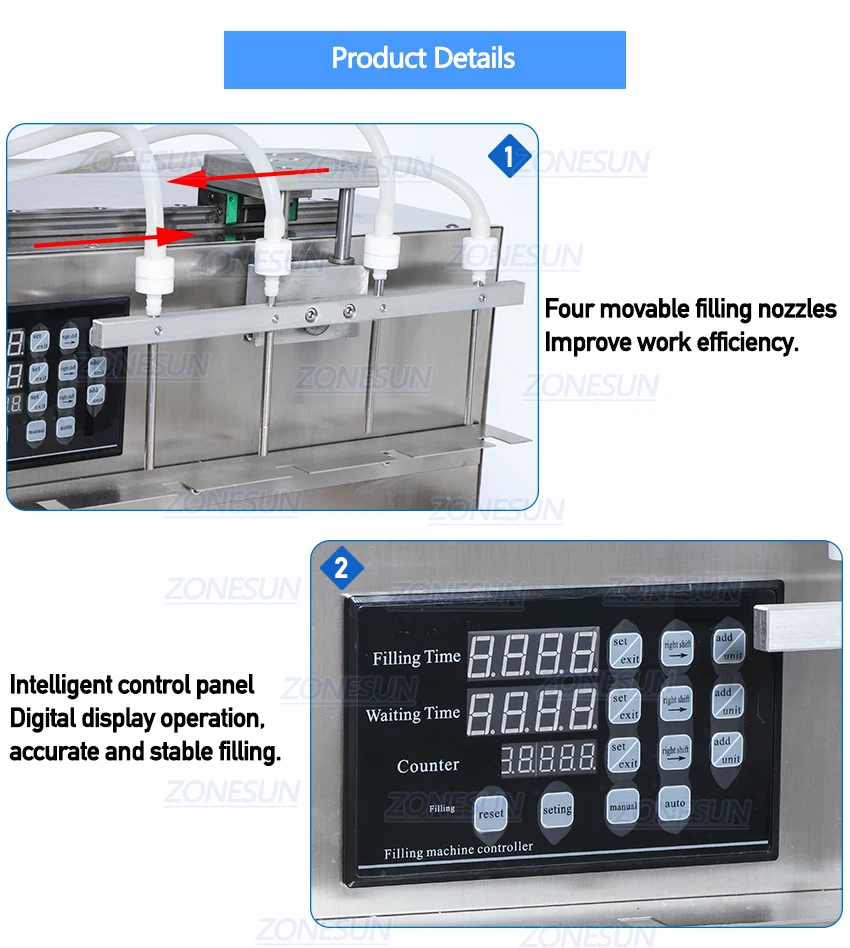 ZONESUN ZS-DPSP4 4 Nozzles Stand-up Bag Spout Pouch Liquid Filling Machine