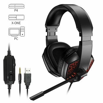 

For PC Computer Laptop 1pc 3.5mm + USB Dual Plug Wired Gaming Headset Bass Stereo Professional Gamer Headphone Pohiks