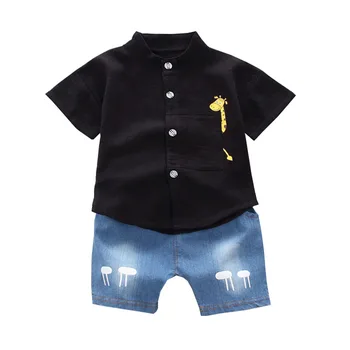 

Boys Clothes Set Summer Short Sleeve Cartoon Deer Print T-shirt Tops+Shorts Casual Outfits Clothes Sets