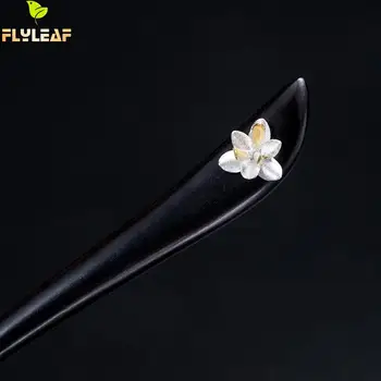 

Natural Wood 925 Sterling Silver Flower Hairpin For Women Handmade China Vintage Style Elegant Lady Mom Hair Jewelry Flyleaf
