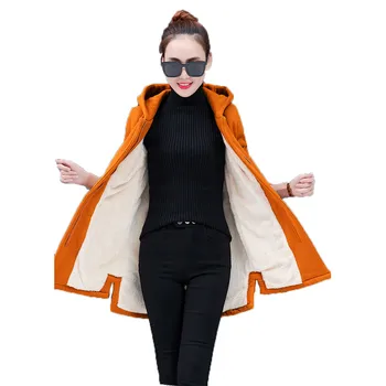 

Plus velvet hoodies women Yellow fruit green caramel 3XL plus size loose 2019 autumn winter new fashion warmth sweatshirt JD625