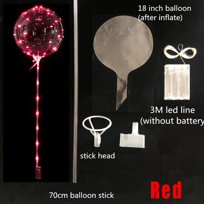 5/10/20 Упаковка из 20 дюймов светящийся светодиодный шар мыльные пузыри светодиодный шары рождественские украшения подарок на день рождения вечерние Свадебный декор - Color: Red Sets