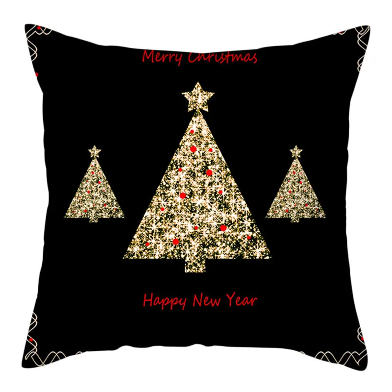 Fuwatacchi черная Снежинка наволочка с рождественским принтом декоративный чехол на подушки для домашнего дивана наволочка 45*45 см - Цвет: PC11692