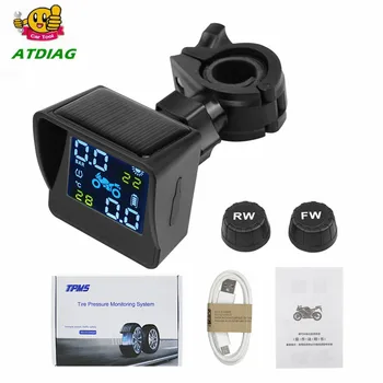 

Motorcycle TPMS Solar Power Tire Pressure Monitoring Alarm System USB Charging Waterproof Wireless TPMS With 2 Sensors