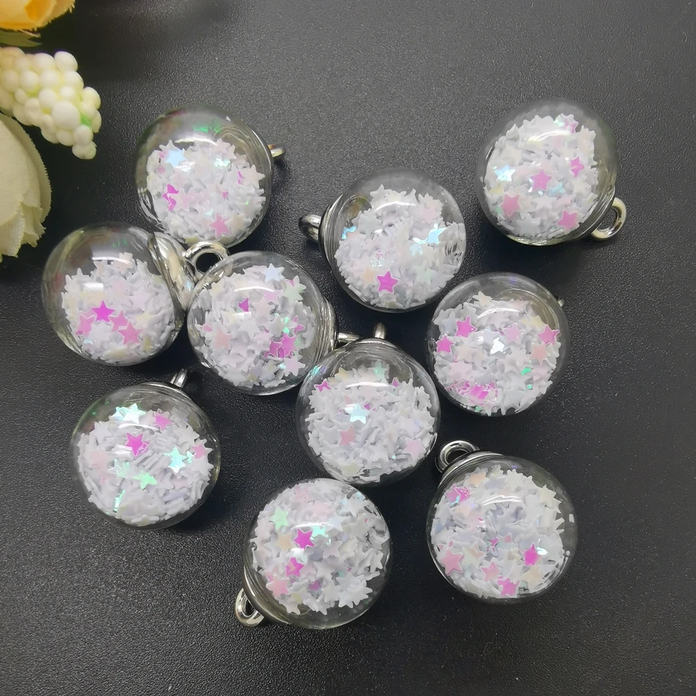 16MM Lid Mini Glass Bottles Stars Pendant Ornaments Jewelry Making 10PCS star charms glass charms glass pendant